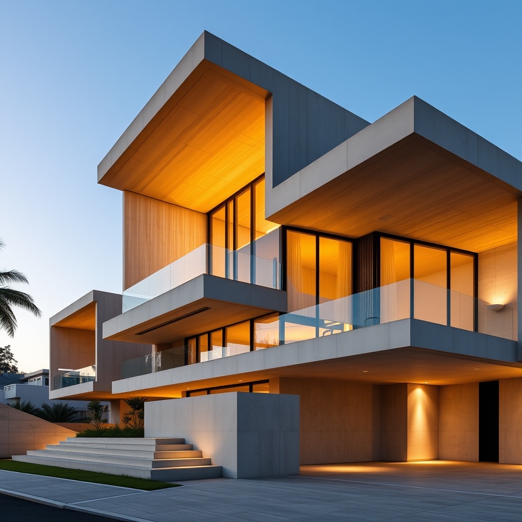 Fachada de edificio residencial contemporáneo diseñado en San Isidro Lima